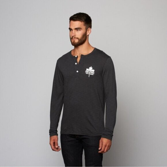 Mens Coho Apparel Shirt Logo Artisan Melange Henley Long Sleeve White Size Large - Picture 3 of 13